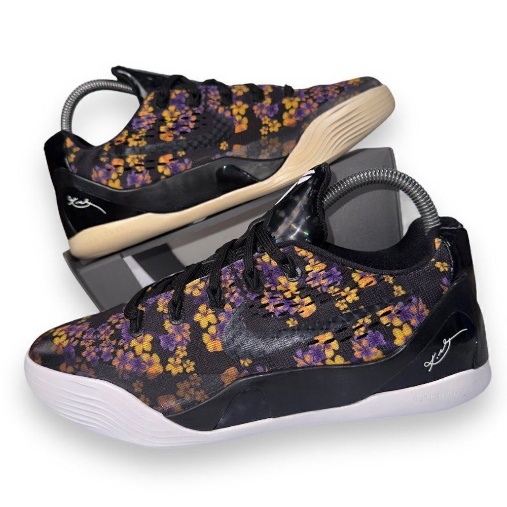 Nike Kobe 9 EM GS 'Floral' Basketball Sneakers‎ 677619-001 Youth 6 Women's 7.5